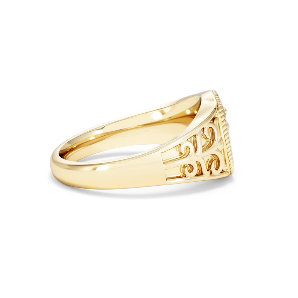 Aries Zodiac 0.01ct Lab Diamond Signet Ring in 18K Gold Vermeil
