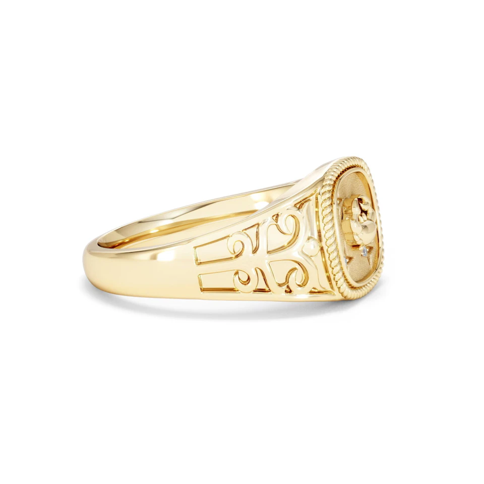 Cancer Zodiac 0.01ct Lab Diamond Signet Ring in 18K Gold Vermeil