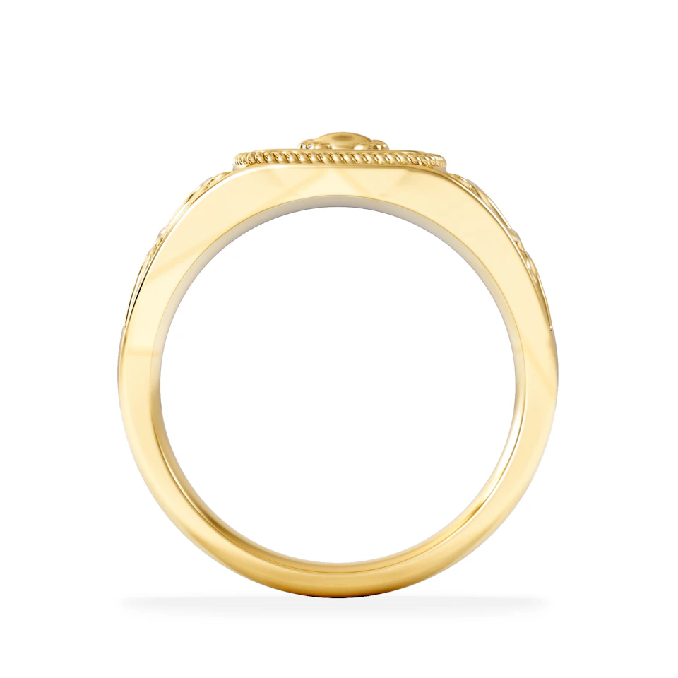Cancer Zodiac 0.01ct Lab Diamond Signet Ring in 18K Gold Vermeil