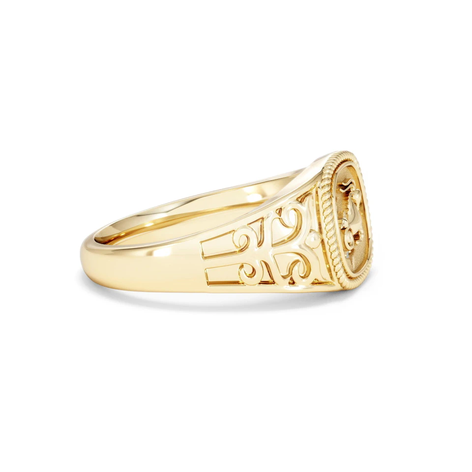 Capricorn Zodiac 0.01ct Lab Diamond Signet Ring in 18K Gold Vermeil