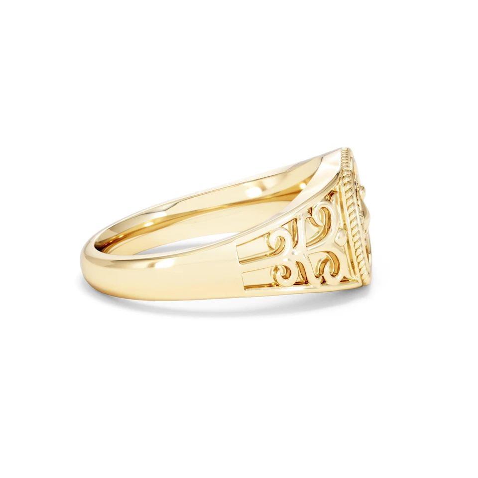 Capricorn Zodiac 0.01ct Lab Diamond Signet Ring in 18K Gold Vermeil