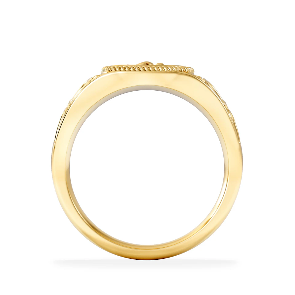 Capricorn Zodiac 0.01ct Lab Diamond Signet Ring in 18K Gold Vermeil