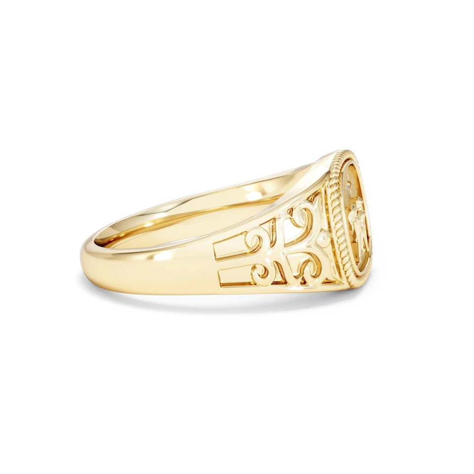 Gemini Zodiac 0.01ct Lab Diamond Signet Ring in 18K Gold Vermeil