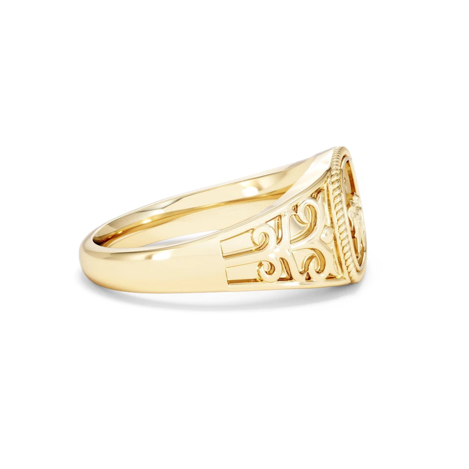 Gemini Zodiac 0.01ct Lab Diamond Signet Ring in 18K Gold Vermeil