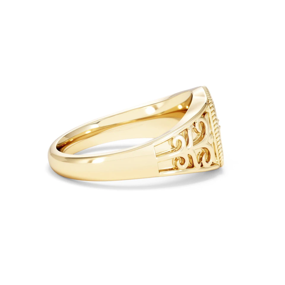 Gemini Zodiac 0.01ct Lab Diamond Signet Ring in 18K Gold Vermeil