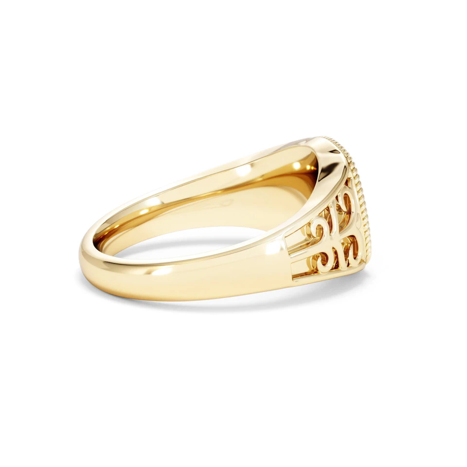 Gemini Zodiac 0.01ct Lab Diamond Signet Ring in 18K Gold Vermeil