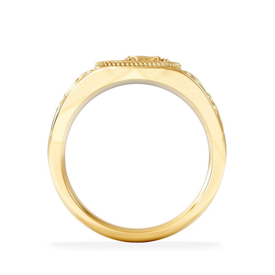 Leo Zodiac 0.01ct Lab Diamond Signet Ring in 18K Gold Vermeil