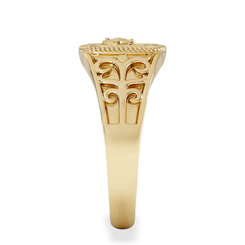 Leo Zodiac 0.01ct Lab Diamond Signet Ring in 18K Gold Vermeil