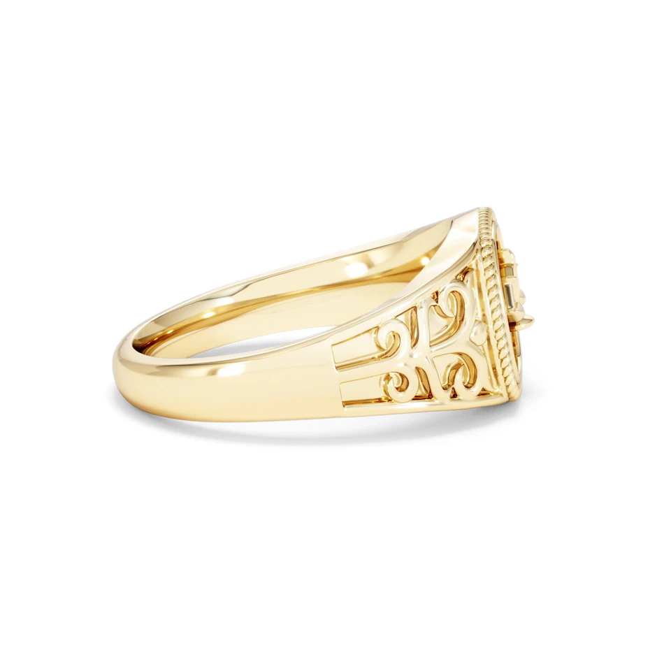 Libra Zodiac 0.01ct Lab Diamond Signet Ring in 18K Gold Vermeil