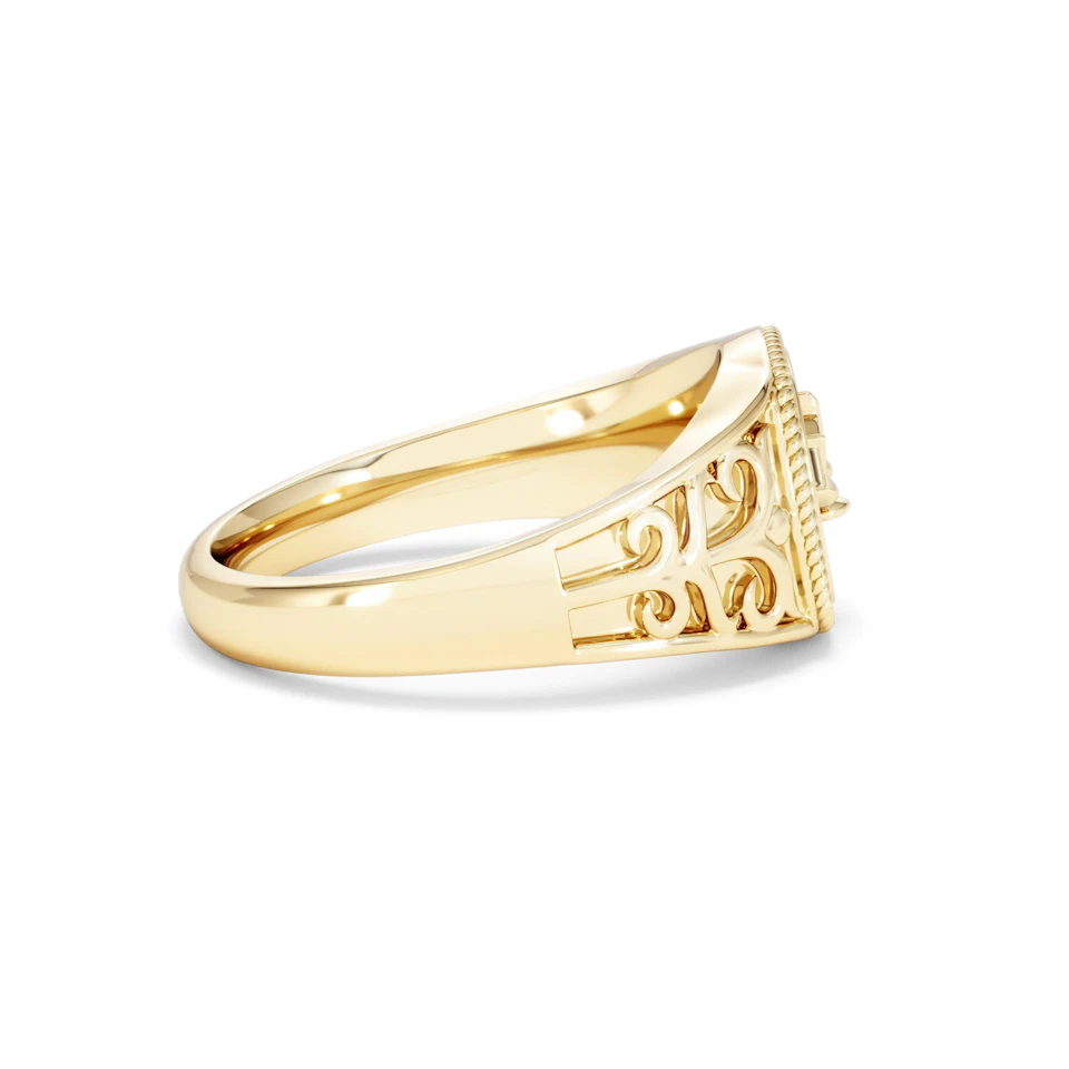 Libra Zodiac 0.01ct Lab Diamond Signet Ring in 18K Gold Vermeil