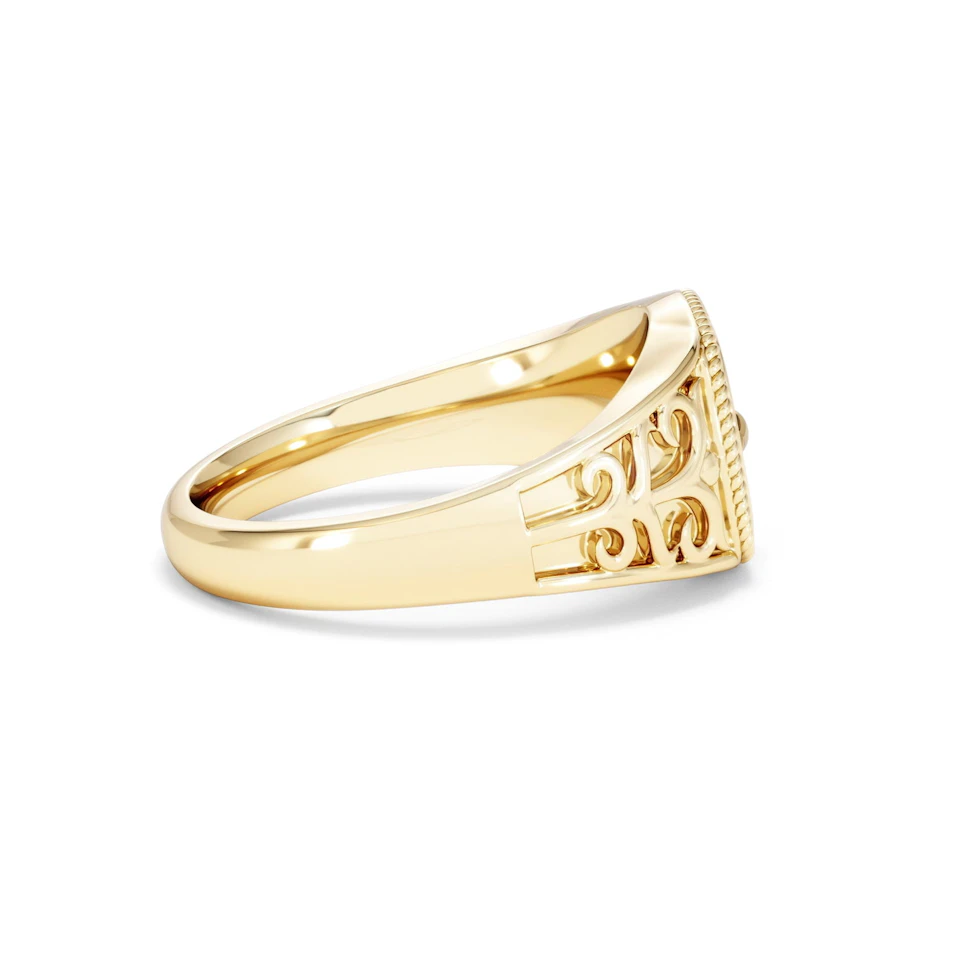 Taurus Zodiac 0.01ct Lab Diamond Signet Ring in 18K Gold Vermeil