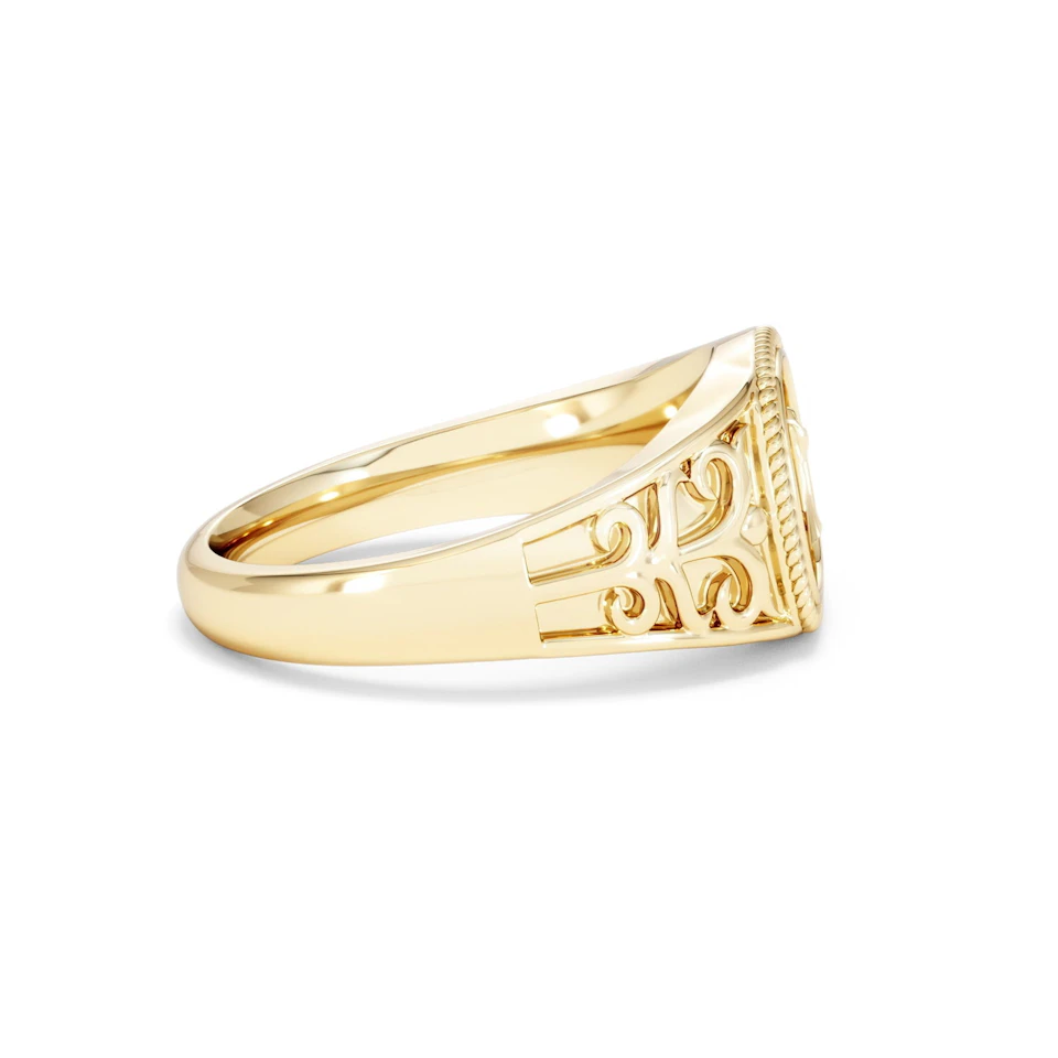 Virgo Zodiac 0.01ct Lab Diamond Signet Ring in 18K Gold Vermeil