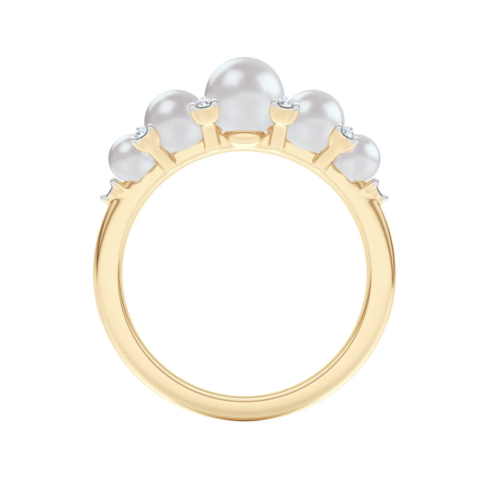 Eden 2.15ct Round Pearl and Lab Diamond 5 Stone Ring in 18K Gold Vermeil