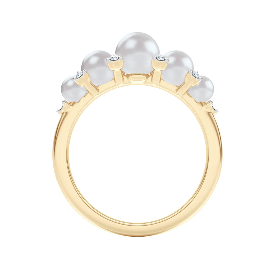 Eden 2.15ct Round Pearl and Lab Diamond 5 Stone Ring in 18K Gold Vermeil