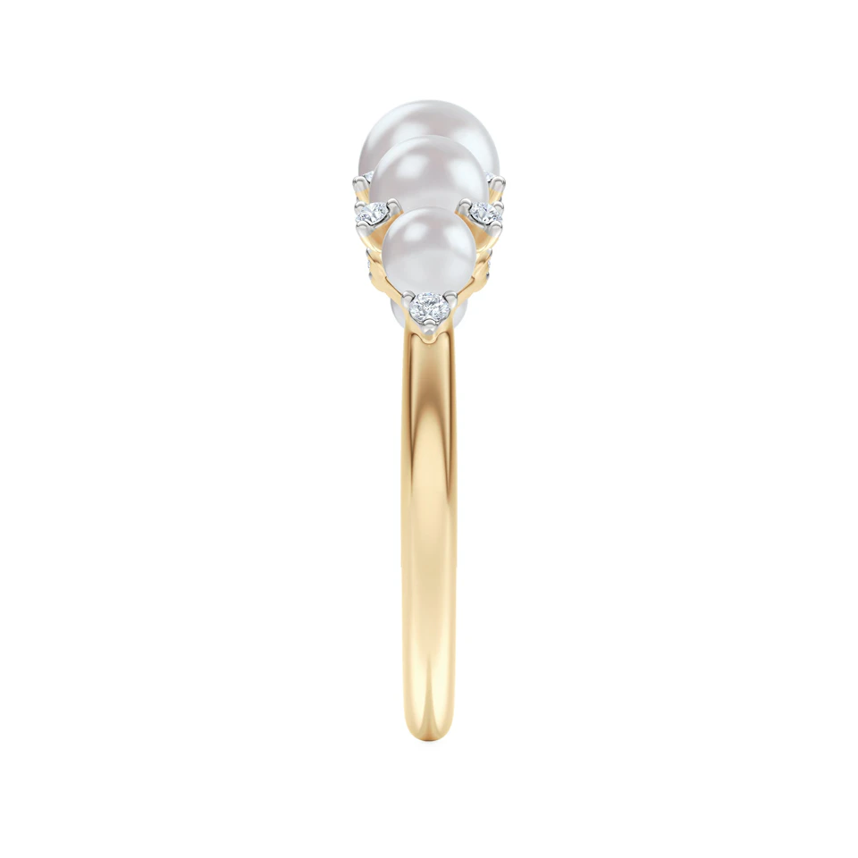 Eden 2.15ct Round Pearl and Lab Diamond 5 Stone Ring in 18K Gold Vermeil