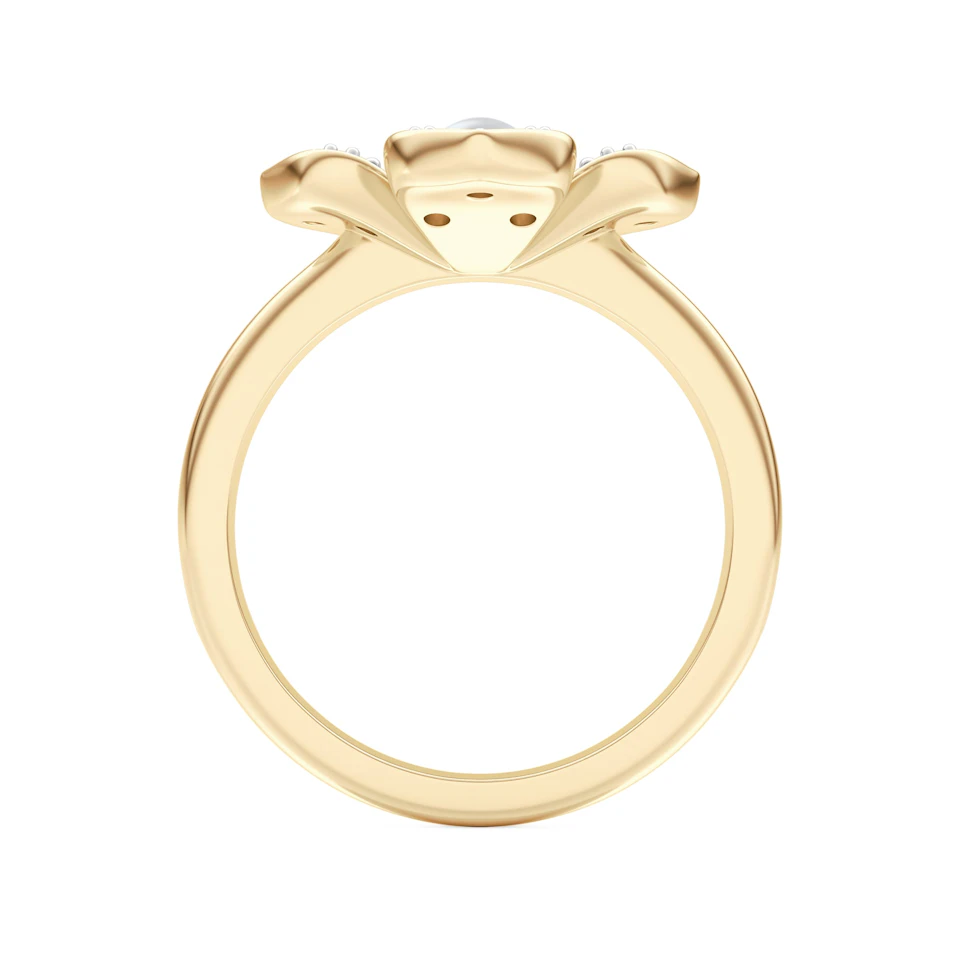 Eden 0.70ct Round Pearl and Lab Diamond Floral Ring in 18K Gold Vermeil