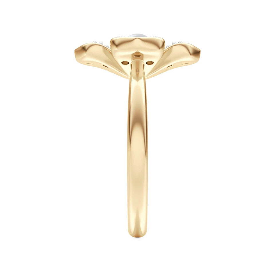 Eden 0.70ct Round Pearl and Lab Diamond Floral Ring in 18K Gold Vermeil