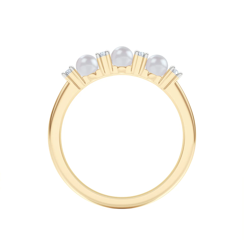 Eden 0.60ct Round Pearl and Lab Diamond 3 Stone Ring in 18K Gold Vermeil