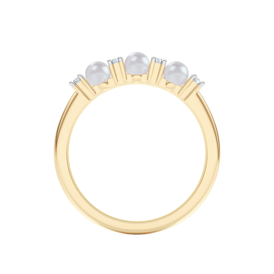 Eden 0.60ct Round Pearl and Lab Diamond 3 Stone Ring in 18K Gold Vermeil