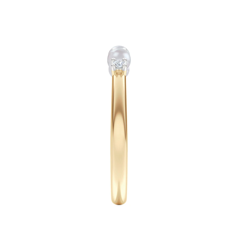 Eden 0.60ct Round Pearl and Lab Diamond 3 Stone Ring in 18K Gold Vermeil