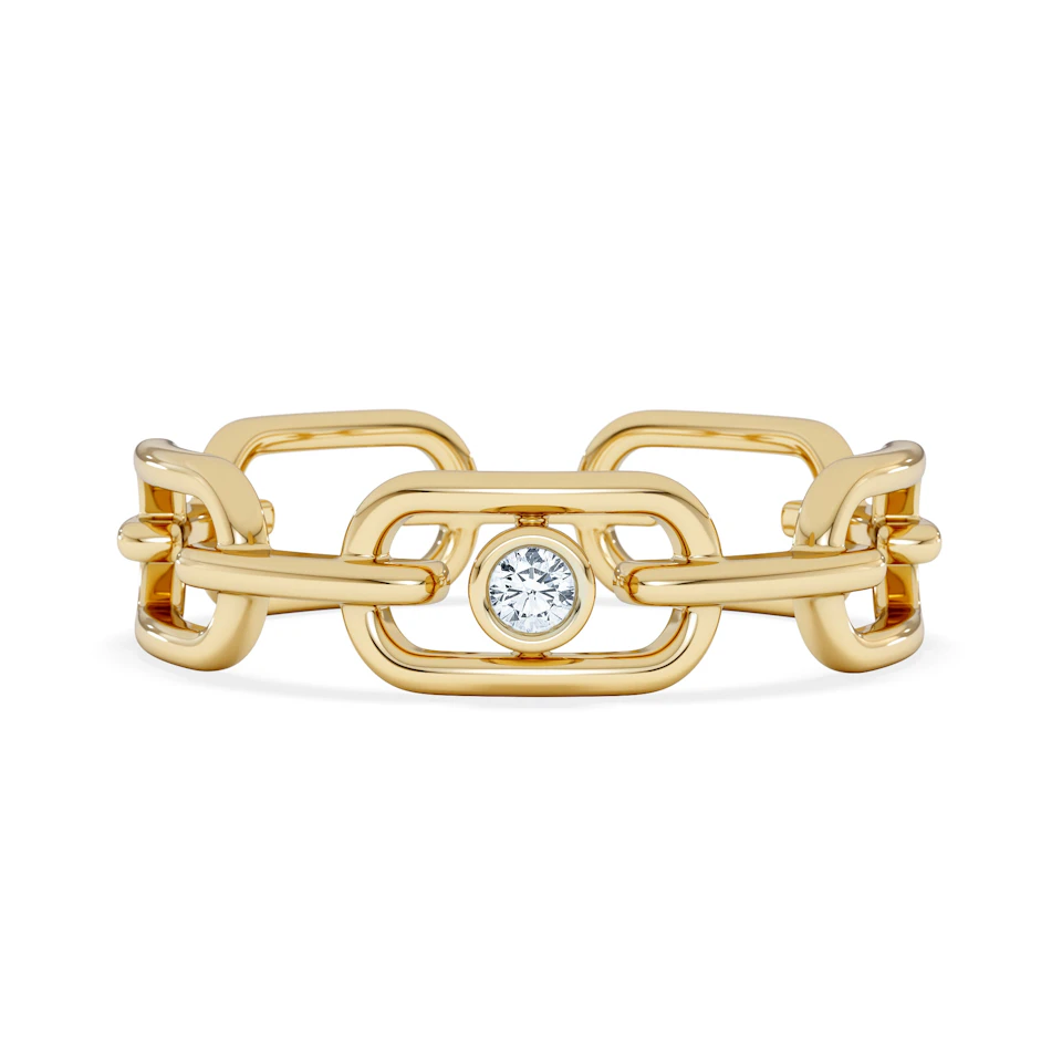 Bound Lab Diamond Link Ring 0.041ct Round Cut in 18K Gold Vermeil