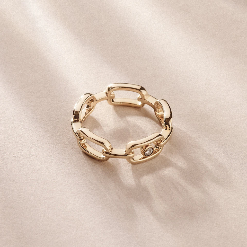 Bound Lab Diamond Link Ring 0.041ct Round Cut in 18K Gold Vermeil