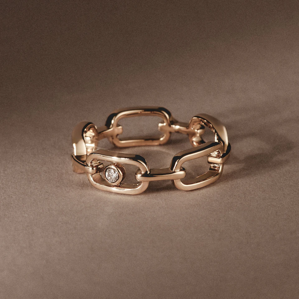 Bound Lab Diamond Link Ring 0.041ct Round Cut in 18K Gold Vermeil