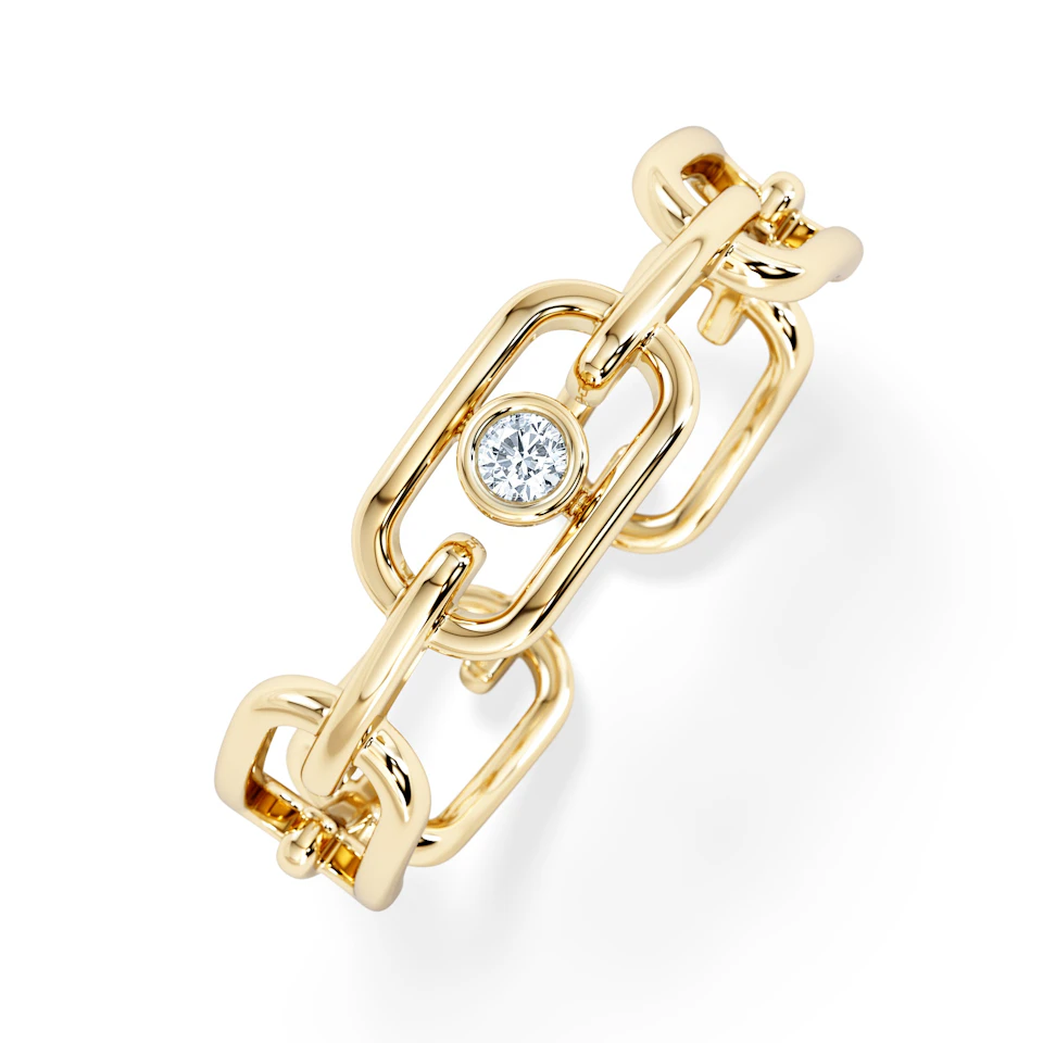 Bound Lab Diamond Link Ring 0.041ct Round Cut in 18K Gold Vermeil