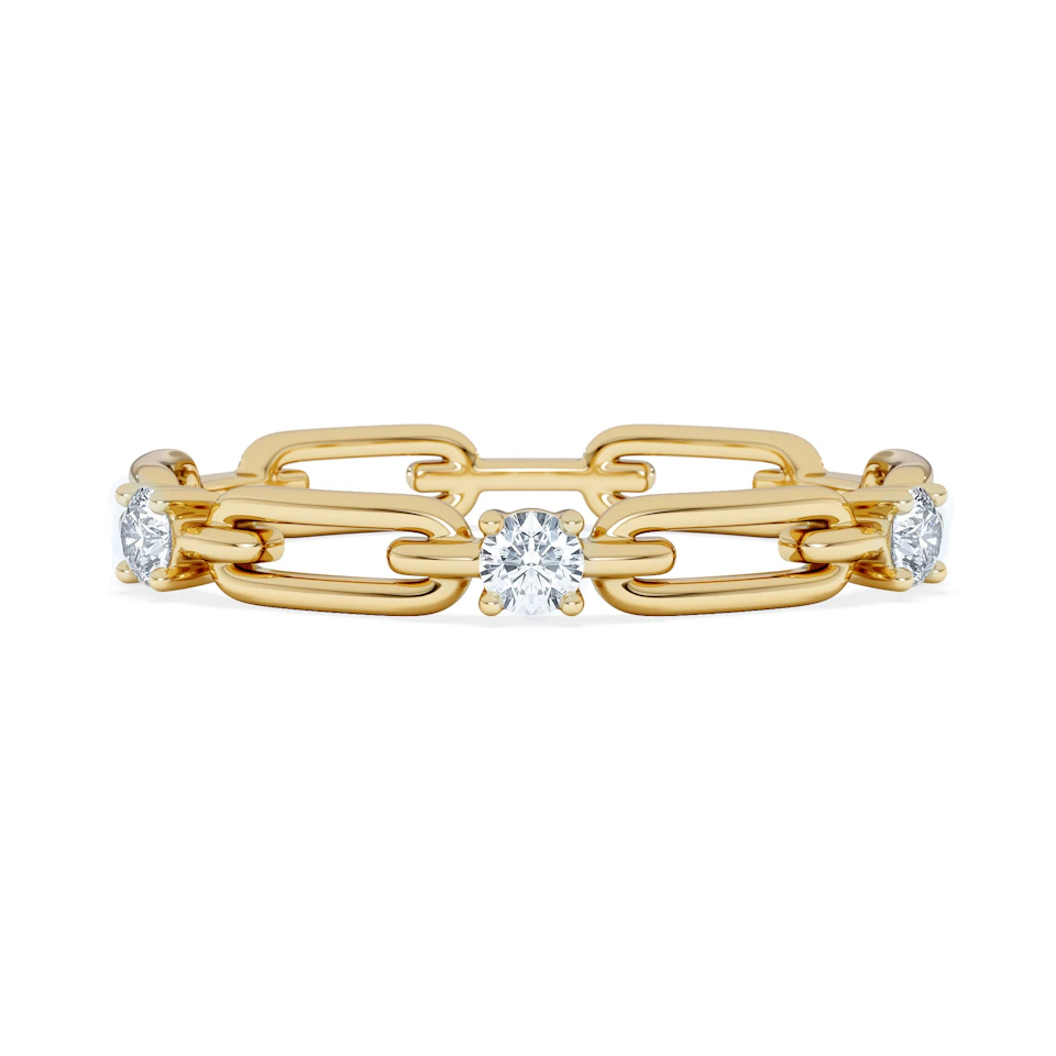 Bound Lab Diamond Link Ring 0.125ct Round Cut in 18K Gold Vermeil