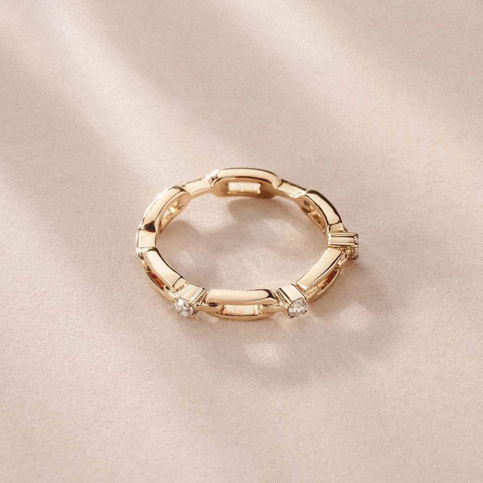 Bound Lab Diamond Link Ring 0.125ct Round Cut in 18K Gold Vermeil