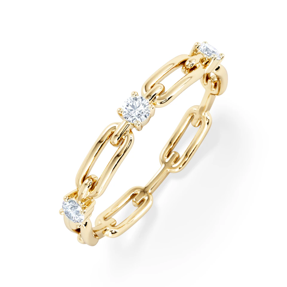 Bound Lab Diamond Link Ring 0.125ct Round Cut in 18K Gold Vermeil