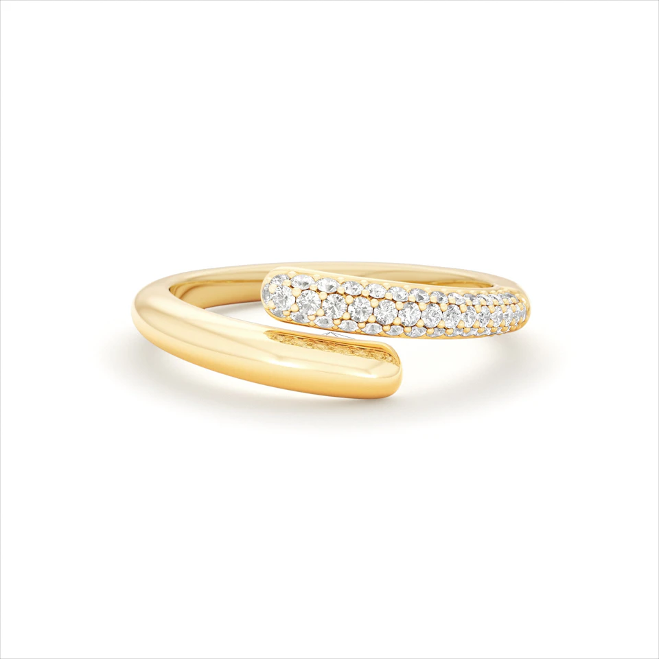0.15ct Lab Diamond Pavé Wrap Ring in 18K Gold Vermeil