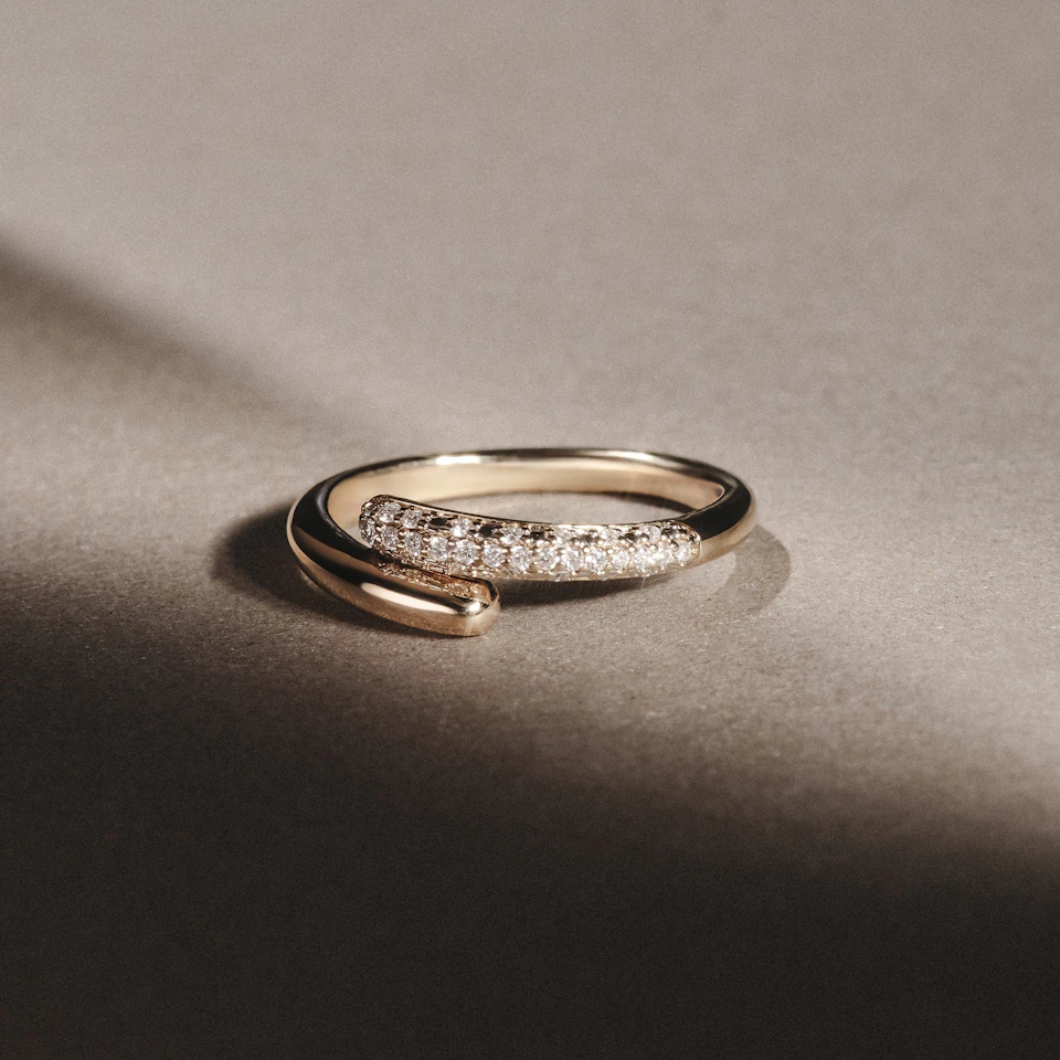 0.15ct Lab Diamond Pavé Wrap Ring in 18K Gold Vermeil