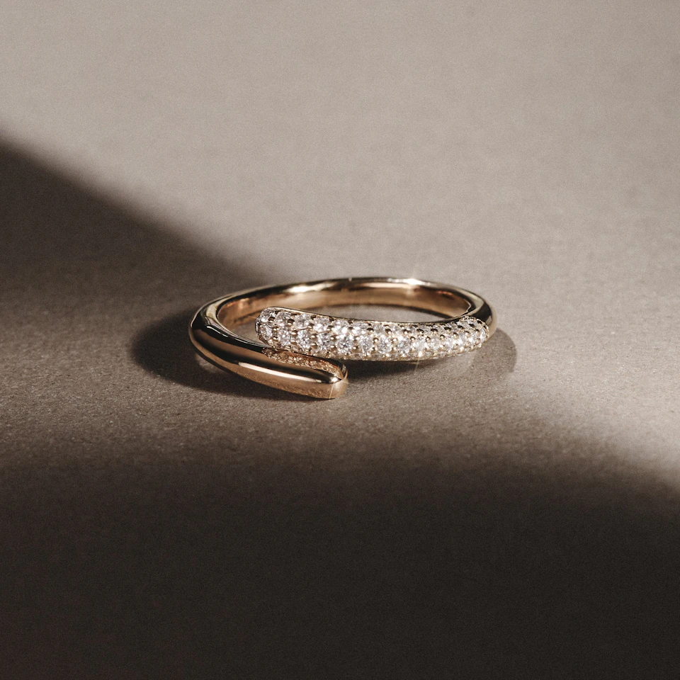 0.30ct Lab Diamond Pavé Wrap Ring in 18K Gold Vermeil