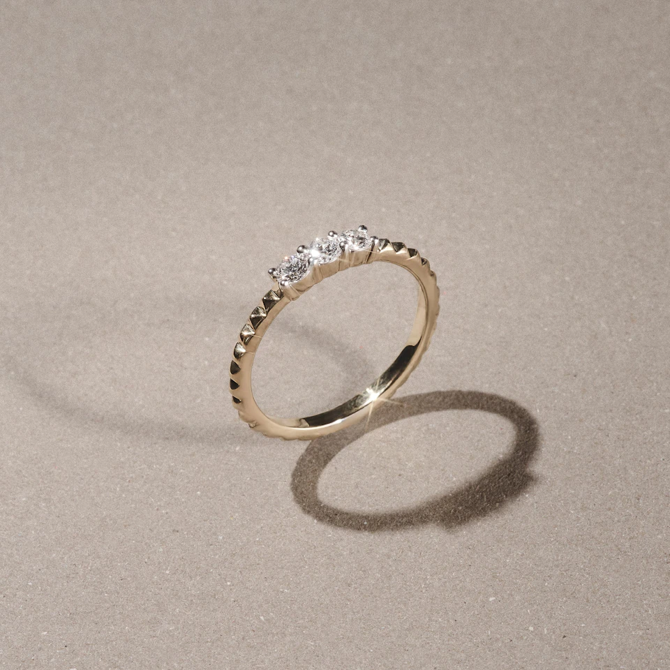 Era 0.33ct Round Cut Lab Diamond 3 Stone Ring in 18K Gold Vermeil