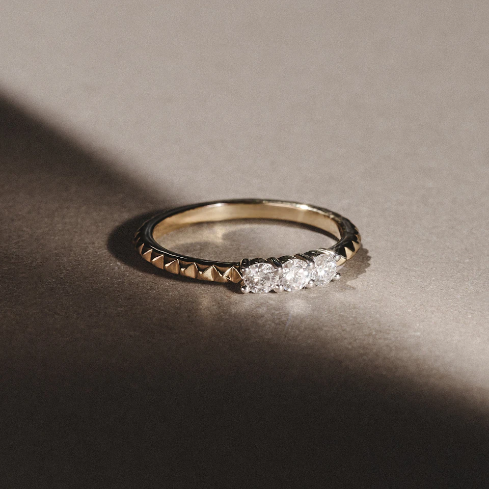 Era 0.33ct Round Cut Lab Diamond 3 Stone Ring in 18K Gold Vermeil