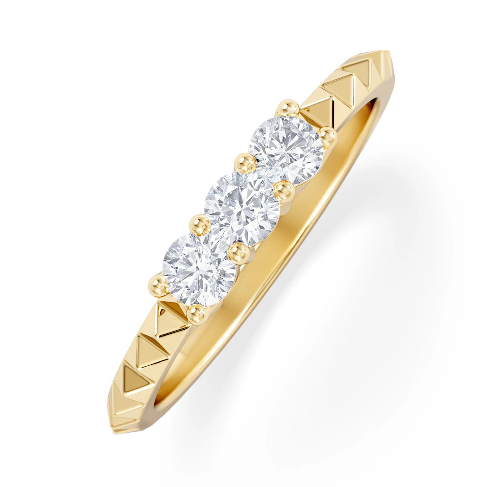 Era 0.33ct Round Cut Lab Diamond 3 Stone Ring in 18K Gold Vermeil