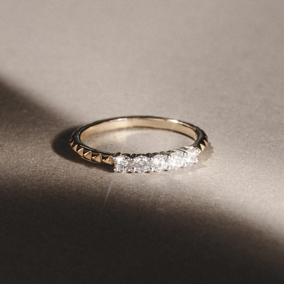 Era 0.34ct Round Cut Lab Diamond 5 Stone Ring in 18K Gold Vermeil