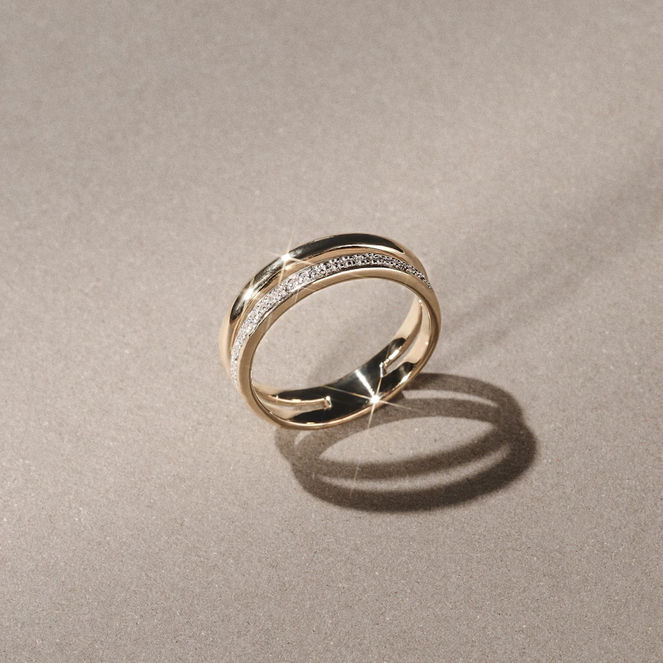 Duo Curve 0.10ct Lab Diamond Stacking Ring in 18K Gold Vermeil