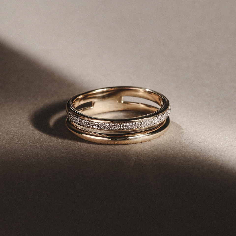 Duo Curve 0.10ct Lab Diamond Stacking Ring in 18K Gold Vermeil