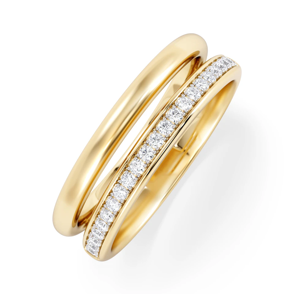 Duo Curve 0.10ct Lab Diamond Stacking Ring in 18K Gold Vermeil