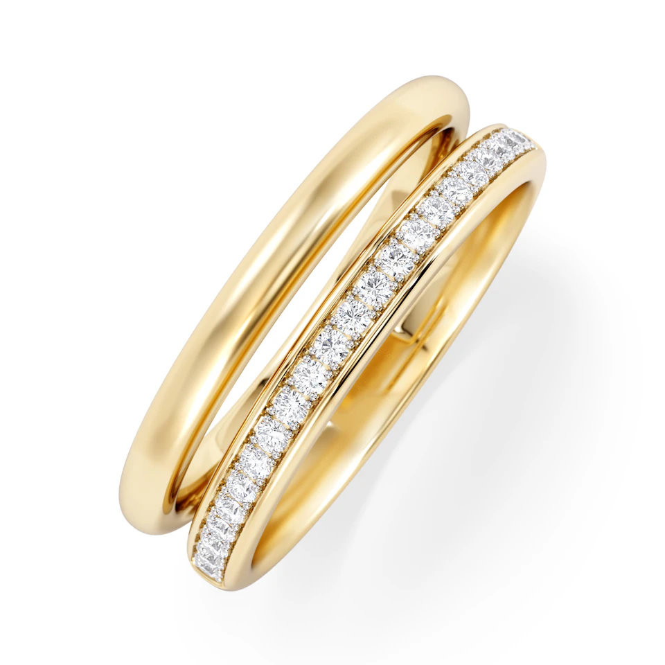Duo Curve 0.10ct Lab Diamond Stacking Ring in 18K Gold Vermeil