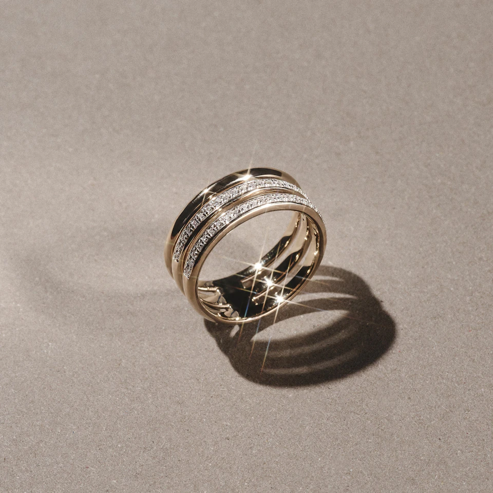 Trinity Curve 0.20ct Lab Diamond Stacking Ring in 18K Gold Vermeil