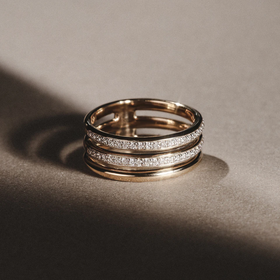 Trinity Curve 0.20ct Lab Diamond Stacking Ring in 18K Gold Vermeil