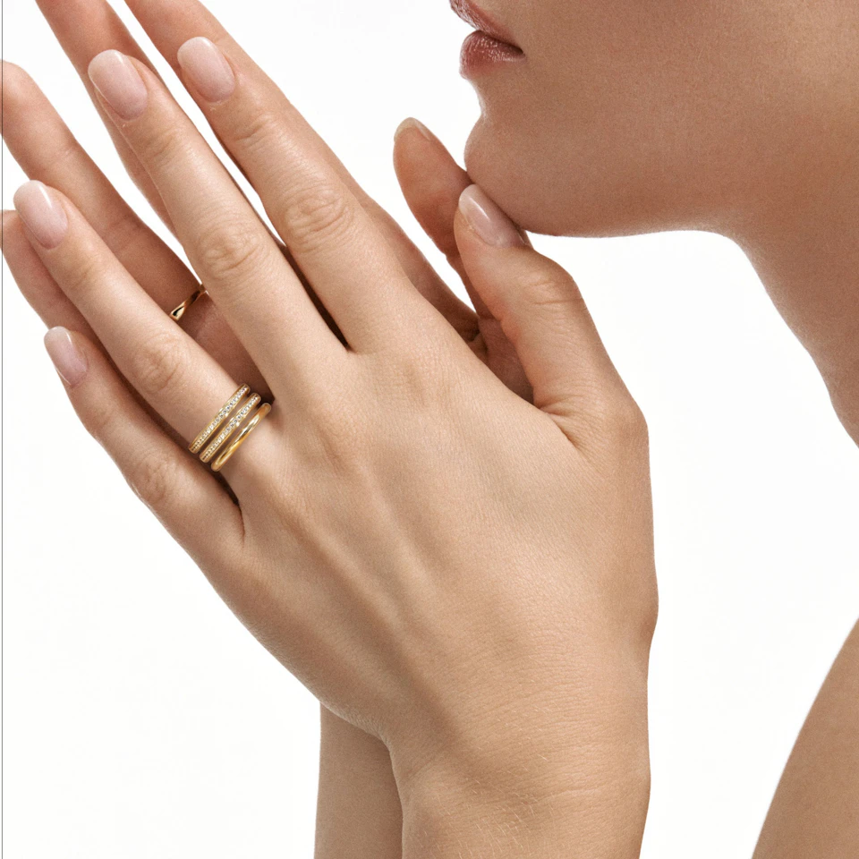Trinity Curve 0.20ct Lab Diamond Stacking Ring in 18K Gold Vermeil