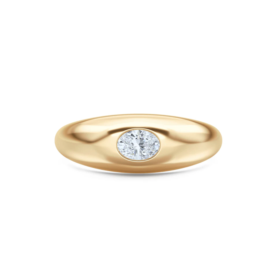 Apex 0.25ct Oval Cut Lab Diamond Signet Ring in 18K Gold Vermeil