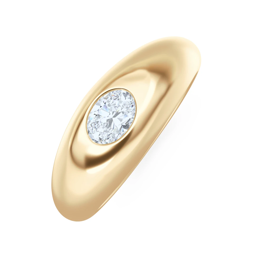 Apex 0.25ct Oval Cut Lab Diamond Signet Ring in 18K Gold Vermeil