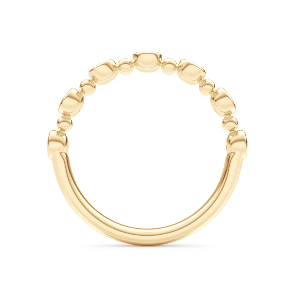 Beaded 0.21ct Round Cut Lab Diamond Half Eternity Ring in 18K Gold Vermeil