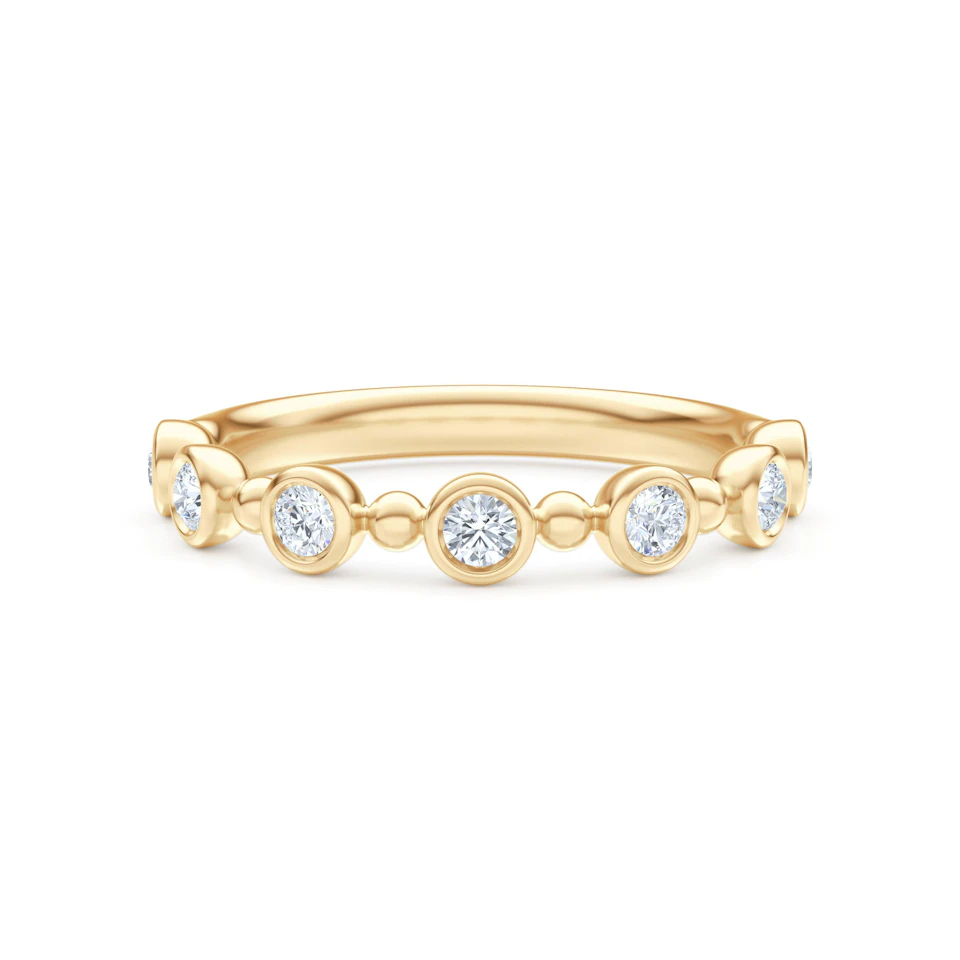 Beaded 0.21ct Round Cut Lab Diamond Half Eternity Ring in 18K Gold Vermeil