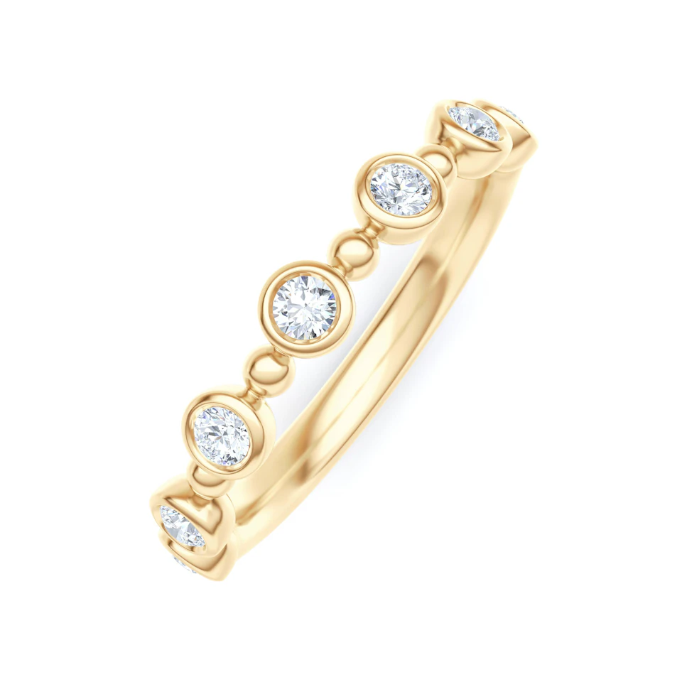 Beaded 0.21ct Round Cut Lab Diamond Half Eternity Ring in 18K Gold Vermeil